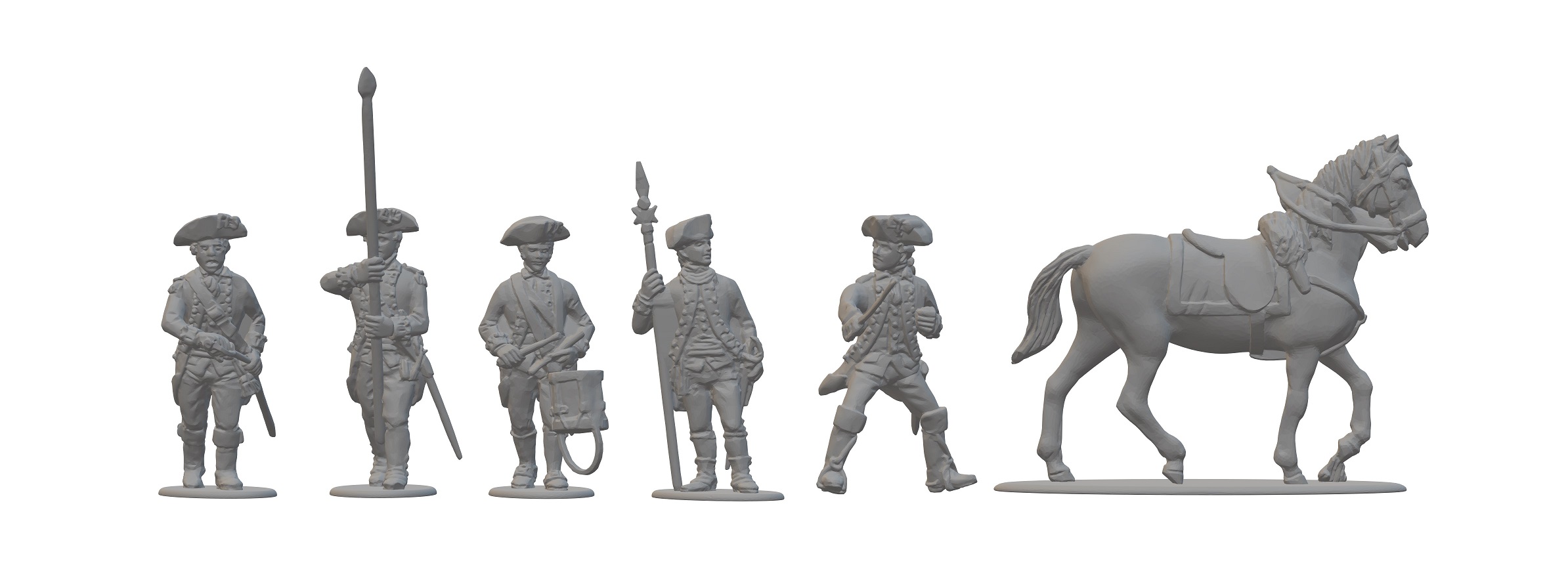 A picture of the front of command figures